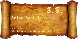 Beier Berill névjegykártya
